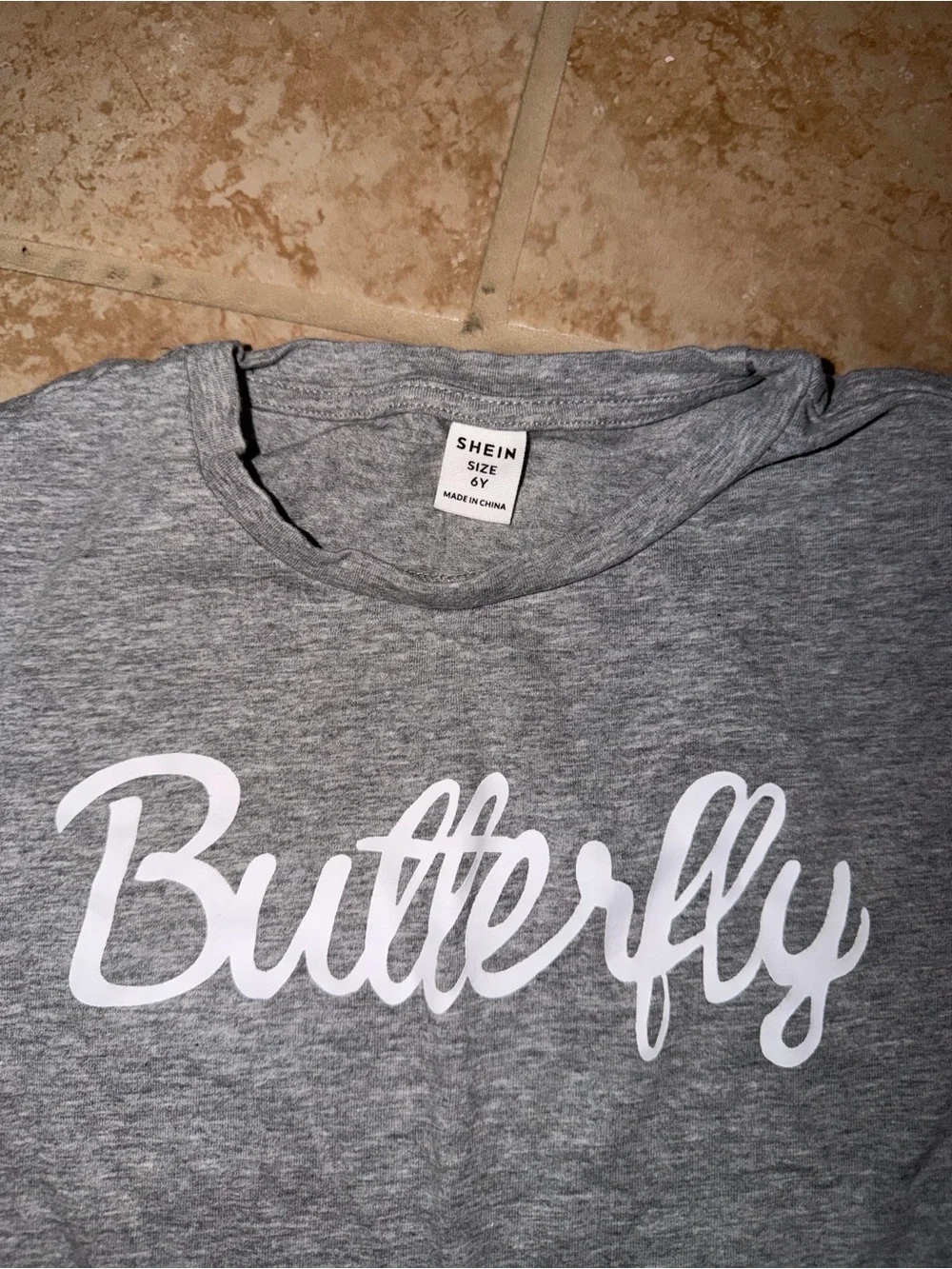 Gray 'Butterfly' Kids Tee & Shorts Set